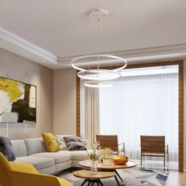 Metal Acrylic Aluminum Modern Pendant Light LED Ring Chandeliers Simple