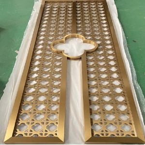 Modern luxury stainless steel electroplating gold 8ft screen room divider