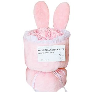 Qixi Festival flower arrangement bouquet, Mother's Day gift, cute rabbit ears,