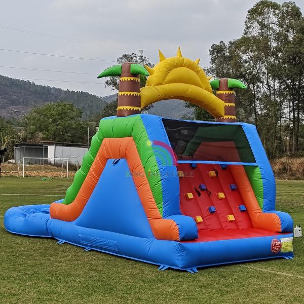 Double Lane PVC Inflatable Water Slide Combo With Pool Obstacle Climb Inflatable Pool Slides