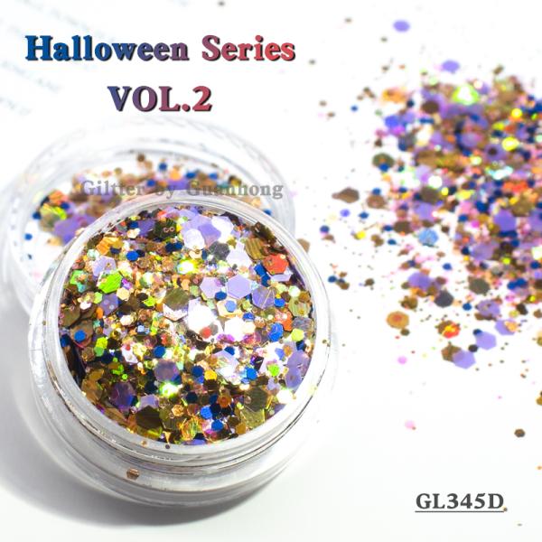 Mixed Holographic Rainbow Glitter Hexagon Halloween Tumbler Ornament
