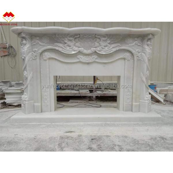 Modern Design White Marble Fireplace Surround for Wall Mounted Installation
