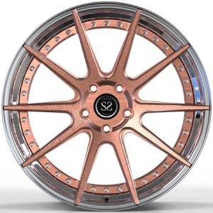 20 Inch Aluminum Alloy Forged 2 Piece Wheels Bronze Brushed Center Polished