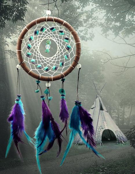 Buy Antique Imitation Dreamcatcher Gift checking Dream Catcher Net With natural stone Feathers Wall Hanging Decoration Ornam at wholesale prices