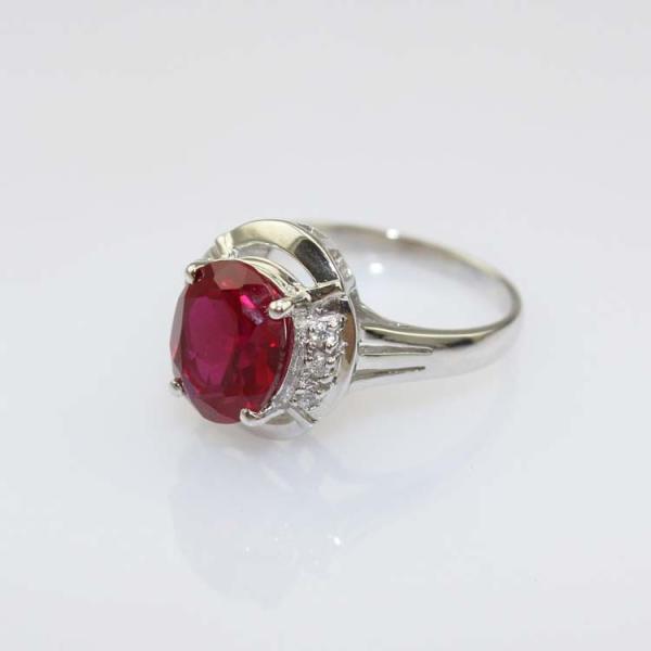 White Gold Plated 925 Silver Jewelry 8mmx10mm Oval Pink Cubic Zircon Ring(R0076)