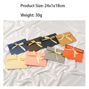 Paperboard Envelope Custom Paper Pouch With Ribbon Closure