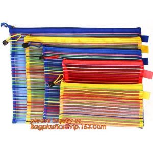 China Wholesale Office School Supply A4/5/6 Mesh Zipper Document Bag Multicolor PVC A4 Archives Contract,Office School Supplie on sale