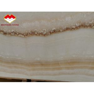 Backlit White Wooden Onyx Book Matched 18mm Jade Onyx Slab