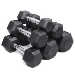 15kg Unisex Hexagon Rubber Dumbbells Non Toxic Customized