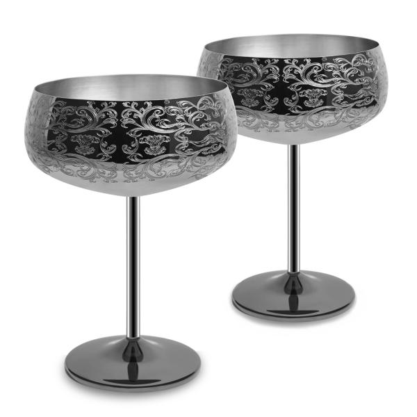 Buy 14 Oz Etching Martini Cocktail Glasses Black Plated Stainless  Steel at wholesale prices