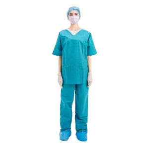 Non Woven Disposable Scrub Suits , SMS Medical Scrub Sets
