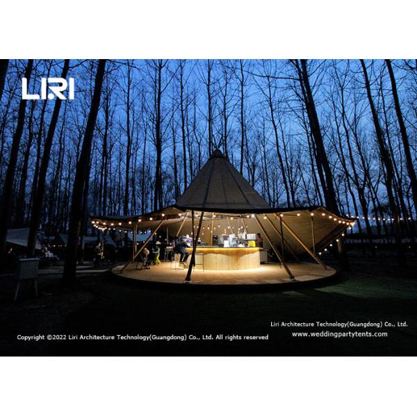 20 / 40 / 72 Seats Wood Pole Withstand Hat Tipi Tents For Wedding Events
