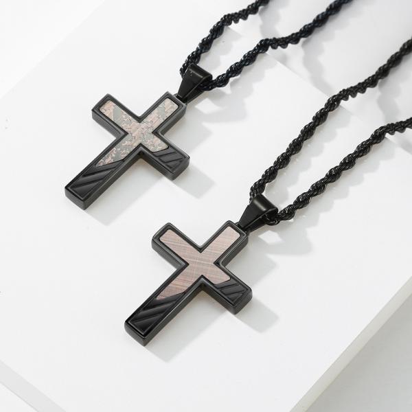 Stainless Steel Cross Pendant Necklace Men's Christian Jewelry for Anniversary Occasion