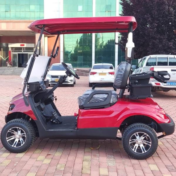 Red Color 2 Seater Golf Cart 4 Wheel 10 Inch Tire 70-100km With Lithium Battery