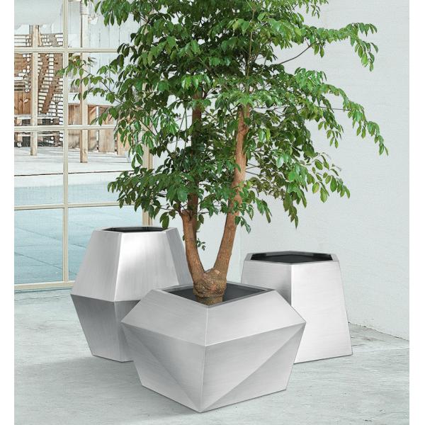 Buy Silver Wire Drawing Polygon 3.0mm Ss Planter Pots Mall Decoration at wholesale prices