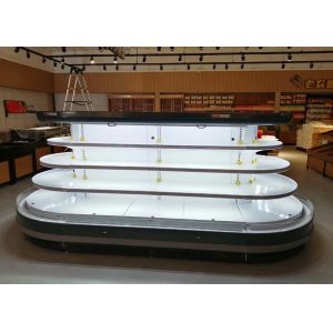 Oval Island Auto Defrost Open Display Refrigerator Fan Cooling