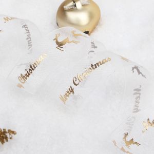 Custom Logo Polyester Wedding Gift Packing Chri stmas Ribbon Private Label