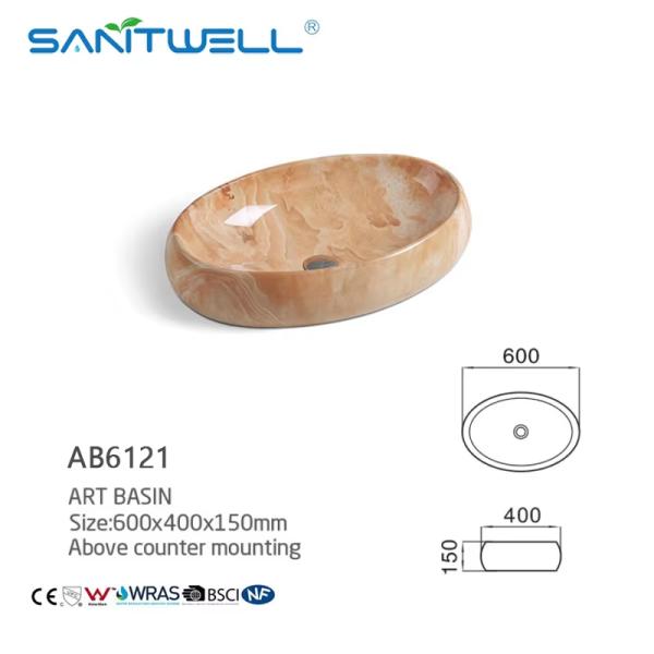 Wholesale Top Quality Chao Zhou Class Style Wash Basin Sink Oval Shape Sanitary Wares Bathroom