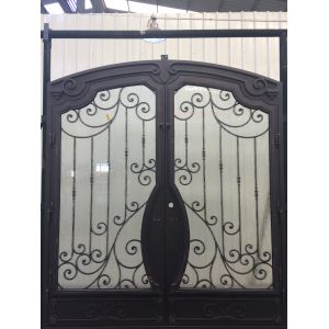 China Beautiful Copper Finished Double Iron Entry Door on sale