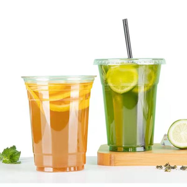 Buy 16oz Custom Disposable Plastic Cups With Dome Lids With Hole PP Odorless at wholesale prices