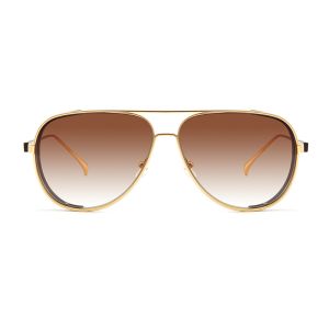 Classic Steampunk Acetate Eyewear Polarized Metal Frame Gradient Lens Sunglasses