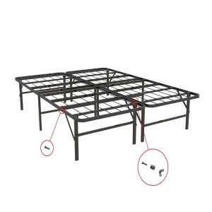 Black Heavy Duty Full Size Double Folding Metal Mesh Frame Bed for Family or