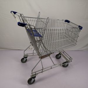Multipurpose Q195 Steel Shopping Cart 125L Supermarket Metal Wire Trolley