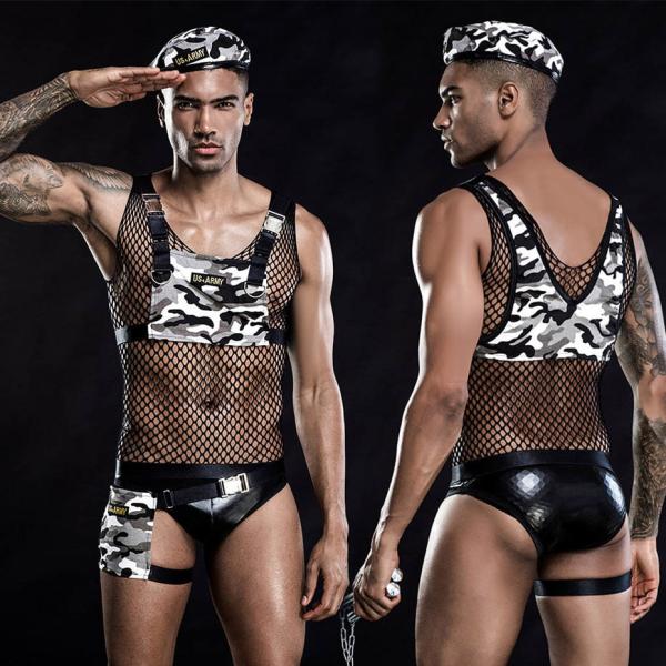 Buy Free Euro Size Men'S Sexy Lingeries Erotic Military Cosplay Military Uniform at wholesale prices