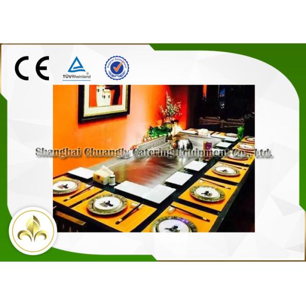 7 - 12 Seats Bbq Grill Table / Gas Teppanyaki Grill Built-In Air Blower & Fume Purifier