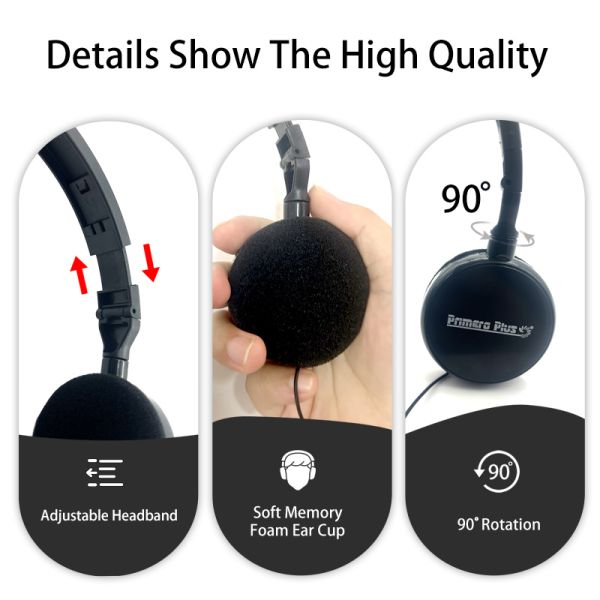 Airline Earphones Classroom Airplane Over Head Earphones Disposable Headphone with PVC Material Cable