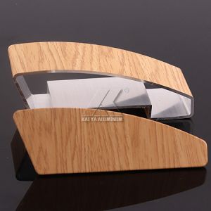 Ajustable Aluminium Handrail Profiles OEM Customize Length Light Wood Grain