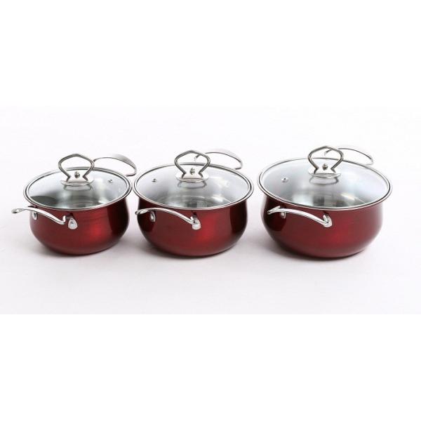16/18/20/22cm red color & flower stainless steel cookware set & kitchenware set & pot & pan & casseroles