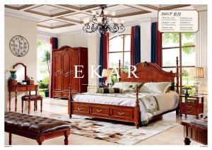 China Classical Deep Color Wooden King Queen Size Bed Bedroom Furniture on sale