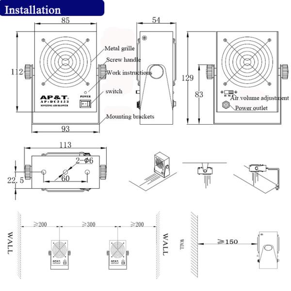 Static Elimination Equipment / Desktop Ionizing Air Blower For Electrostatic Elimination
