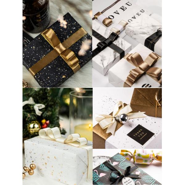 Factory Classic 25mm Metallic Gold Edge Printed Grosgrain Ribbon Bow