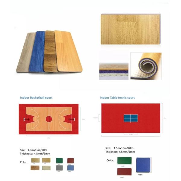 3.5kg/sqm PVC Sports Flooring Badminton Court Volleyball Gym Floor Mat In Roll