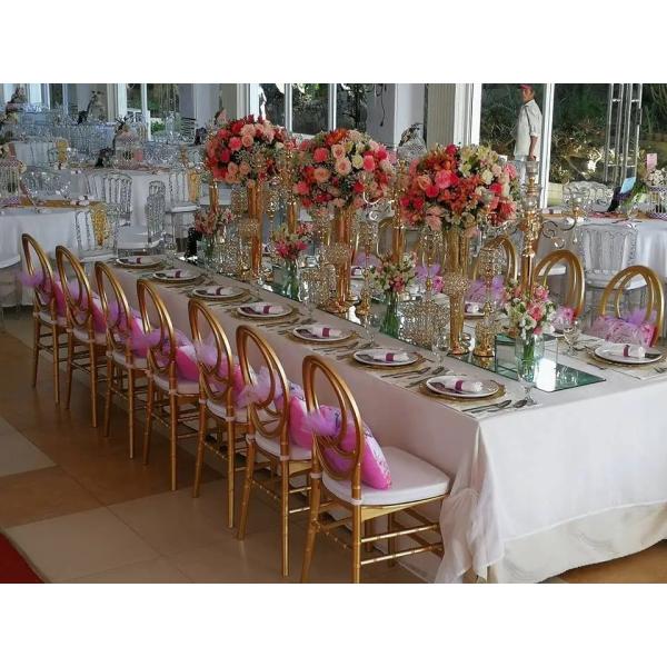 Set of transparent chiavari chairs in event setting