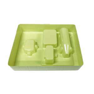 Custom Green Flocked PET Tray for Luxury Skincare Packaging