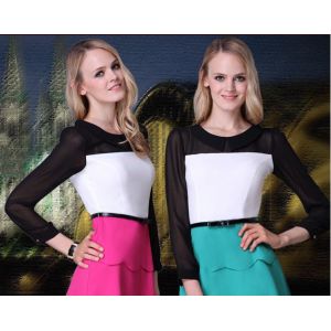 Ladies Scoop Neck Short Flared Dresses , Sleeveless Casual Dress