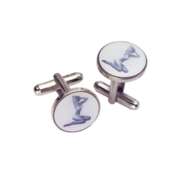 Zinc Alloy, Aluminum, Stainless Steel Cufflink With Synthetic Enamel, Offset