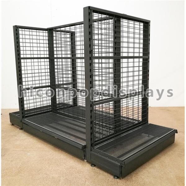 Supermarket / Retail Gondola Shelving Black Heavy Duty Double Sided Display