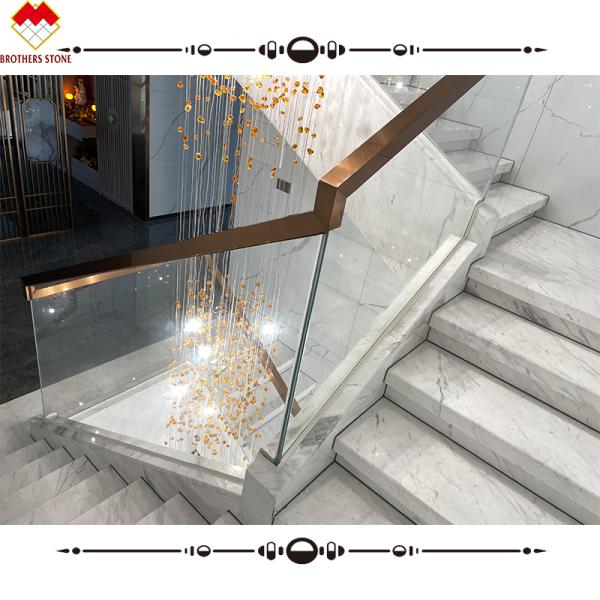 Easy Installation Luxury White Stone Volakas Marble Staircase for Hotel Decoration