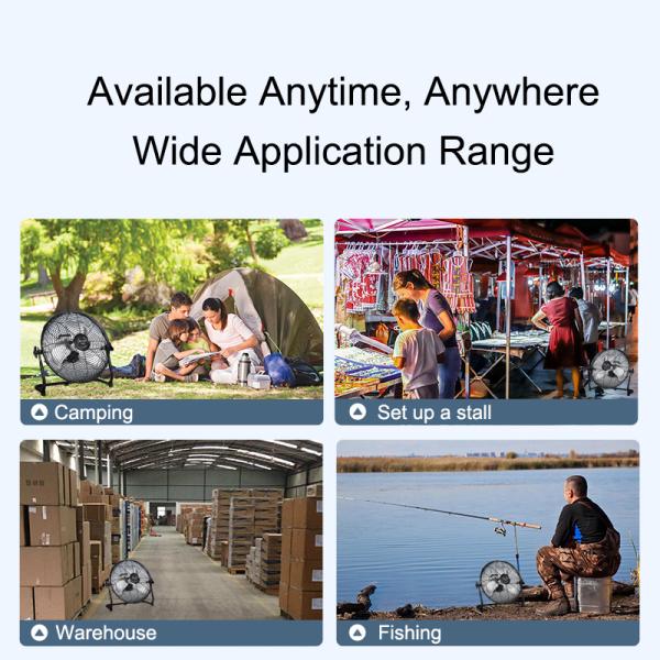 Adjustable Brushless Solar Floor Fan with Multi-function Button and 15W Working Power