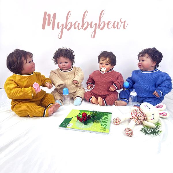 Unisex stripe knitted baby clothes set long sleeve knit baby sweater