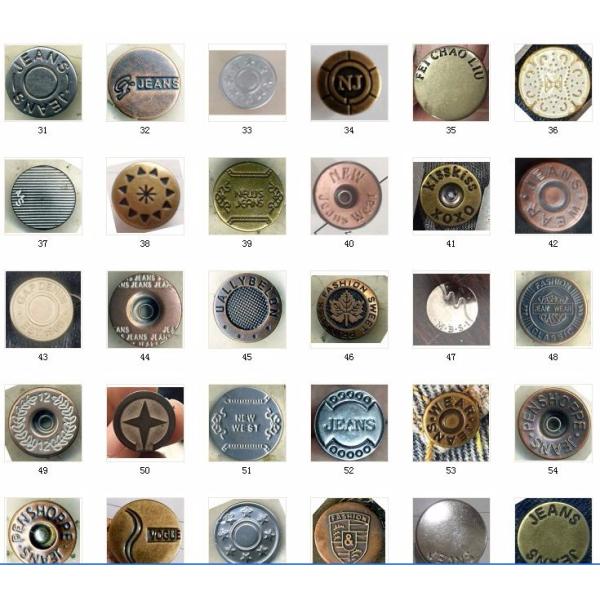 wholesale Custom Logo 17MM 20MM Iron Stainless steel Brass Jeans Button Bottons