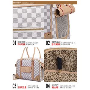 High Quality PU Leather Double Layer Classic Grid Pet Carriers