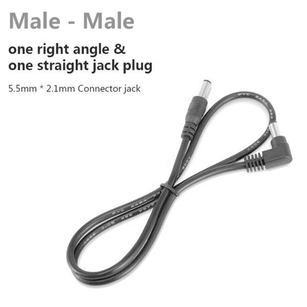 90 Degree Right Angle Male to Straight Male 5.5x2.1mm Barrel Jack DC Power Extension Cable