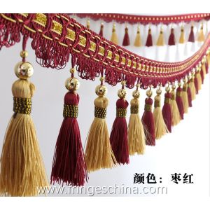 Quality Handmade fashionable chain beads lace tassels fringes for curtain/sofa/pillow/stage decoration for sale