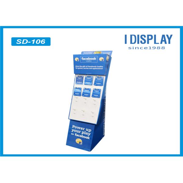 Blue Cardboard Hook Display Four Sides For Mobile Phone Accessories