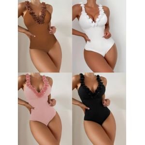 Vacation Occasion Swimming Suits Bikini with Solid Pattern and Ruched Features